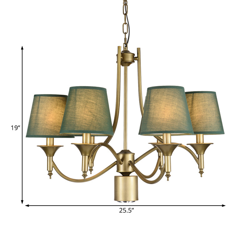 Nordic Empire Shade Chandelier Light Fixture 6 Lights White/Green/Army Green Fabric Hanging Ceiling Light Clearhalo 'Ceiling Lights' 'Chandeliers' Lighting' options 227190