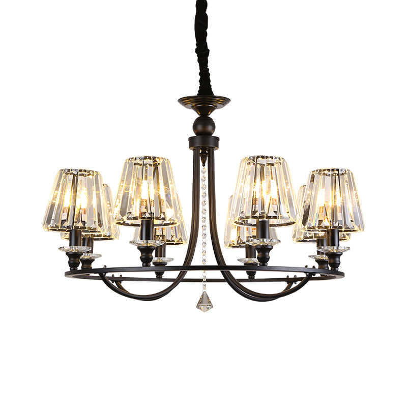 Crystal Black Chandelier Light Tapered 4/6/8 Lights Nordic Ceiling Pendant Light for Dining Room Clearhalo 'Ceiling Lights' 'Chandeliers' Lighting' options 227255