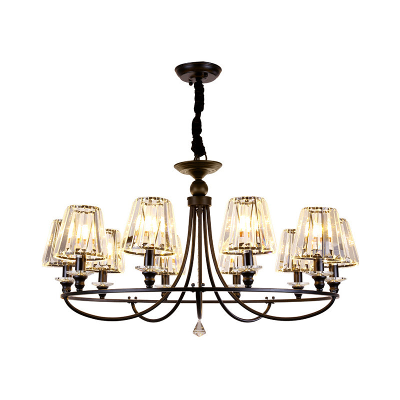 Crystal Black Chandelier Light Tapered 4/6/8 Lights Nordic Ceiling Pendant Light for Dining Room Clearhalo 'Ceiling Lights' 'Chandeliers' Lighting' options 227259