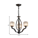 Black Cylinder Ceiling Light Fixture Simple Style Crystal Block 3/6/8 Lights Dining Room Chandelier Light Clearhalo 'Ceiling Lights' 'Chandeliers' Lighting' options 227265