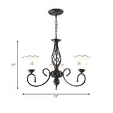 Black Floral Shaped Chandelier Light Fixture Traditional Metal 5/6/8 Lights Living Room Ceiling Light Clearhalo 'Ceiling Lights' 'Chandeliers' 'Glass shade' 'Glass' Lighting' 227290