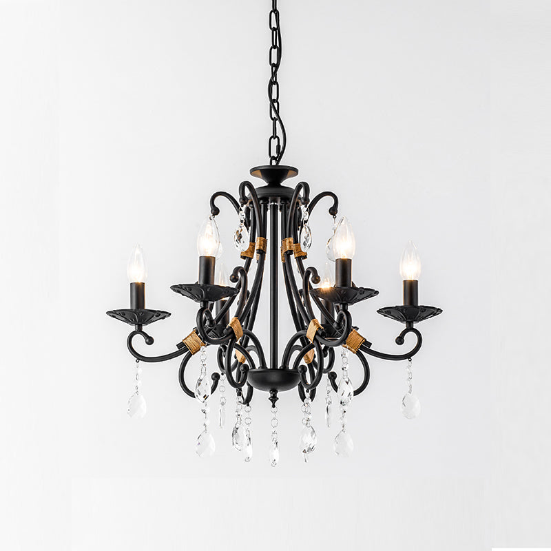 Candelabra Living Room Chandelier Light Traditional Metal 3/6/8 Lights Black Hanging Ceiling Light Clearhalo 'Ceiling Lights' 'Chandeliers' Lighting' options 227404