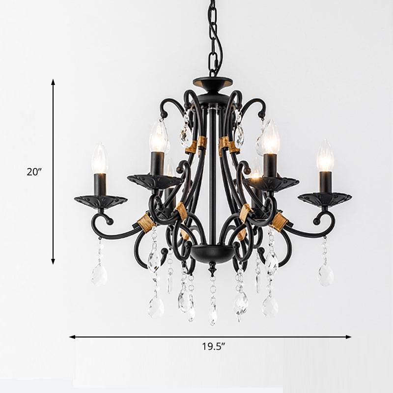 Candelabra Living Room Chandelier Light Traditional Metal 3/6/8 Lights Black Hanging Ceiling Light Clearhalo 'Ceiling Lights' 'Chandeliers' Lighting' options 227405