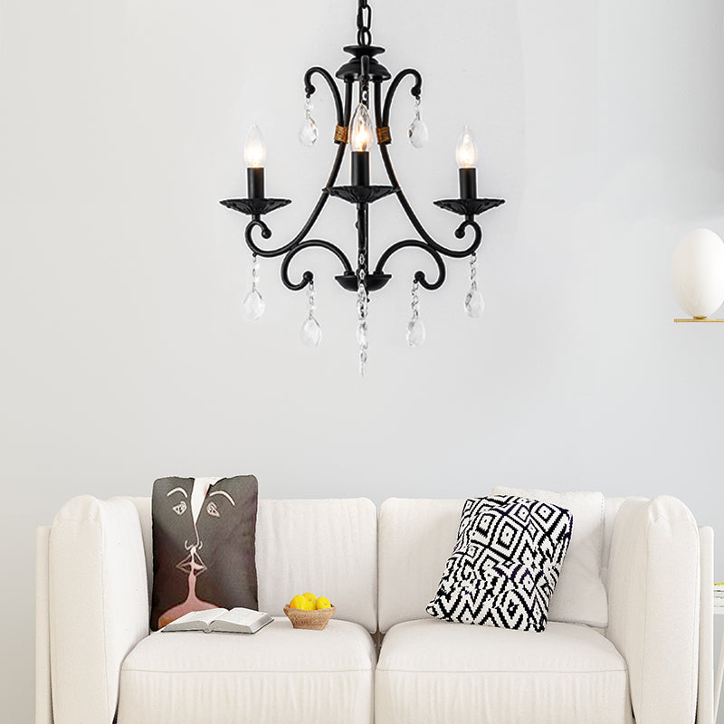 Candelabra Living Room Chandelier Light Traditional Metal 3/6/8 Lights Black Hanging Ceiling Light Clearhalo 'Ceiling Lights' 'Chandeliers' Lighting' options 227406