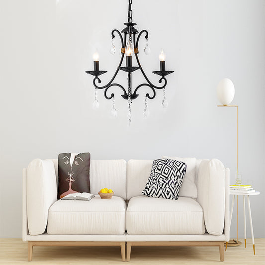 Candelabra Living Room Chandelier Light Traditional Metal 3/6/8 Lights Black Hanging Ceiling Light Clearhalo 'Ceiling Lights' 'Chandeliers' Lighting' options 227407