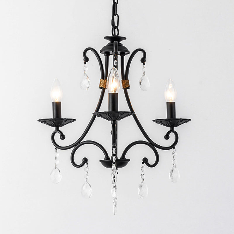 Candelabra Living Room Chandelier Light Traditional Metal 3/6/8 Lights Black Hanging Ceiling Light Clearhalo 'Ceiling Lights' 'Chandeliers' Lighting' options 227408