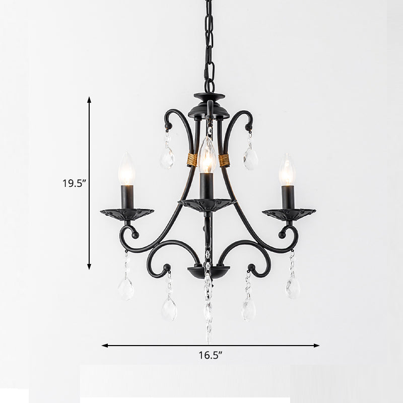 Candelabra Living Room Chandelier Light Traditional Metal 3/6/8 Lights Black Hanging Ceiling Light Clearhalo 'Ceiling Lights' 'Chandeliers' Lighting' options 227409