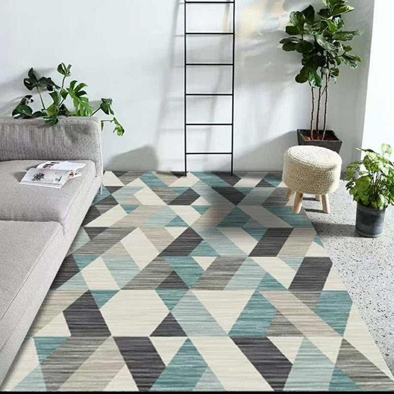 Minimalistic Living Room Rug Multi Color Geometric Print Rug Polypropylene Machine Washable Stain Resistant Non-Slip Rug Blue-Green Clearhalo 'Area Rug' 'Modern' 'Rugs' Rug' 2274695