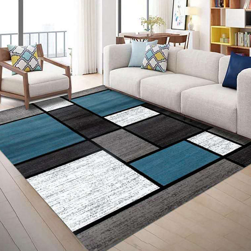 Minimalistic Living Room Rug Multi Color Geometric Print Rug Polypropylene Machine Washable Stain Resistant Non-Slip Rug Dark Blue-Gray Clearhalo 'Area Rug' 'Modern' 'Rugs' Rug' 2274699