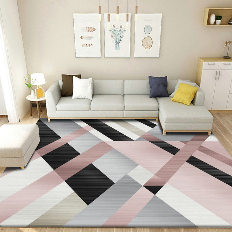 Colorful Triangle Print Rug Multicolor Modern Style Rug Synthetics Washable Stain Resistant Anti-Slip Rug for Home Pink-Black Clearhalo 'Area Rug' 'Modern' 'Rugs' Rug' 2274723