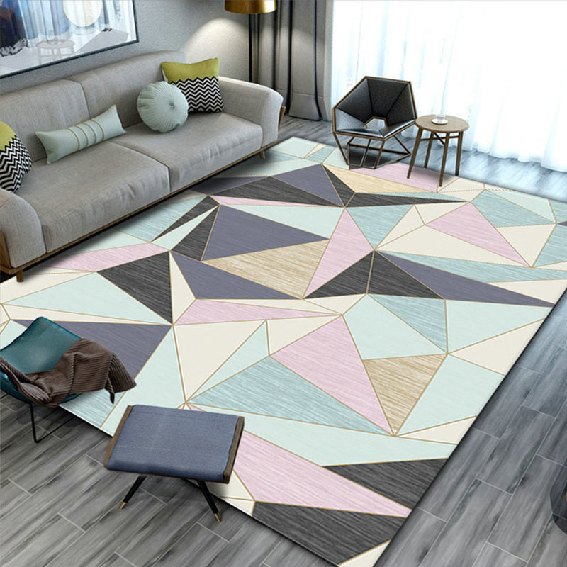 Colorful Triangle Print Rug Multicolor Modern Style Rug Synthetics Washable Stain Resistant Anti-Slip Rug for Home Light Green Clearhalo 'Area Rug' 'Modern' 'Rugs' Rug' 2274730