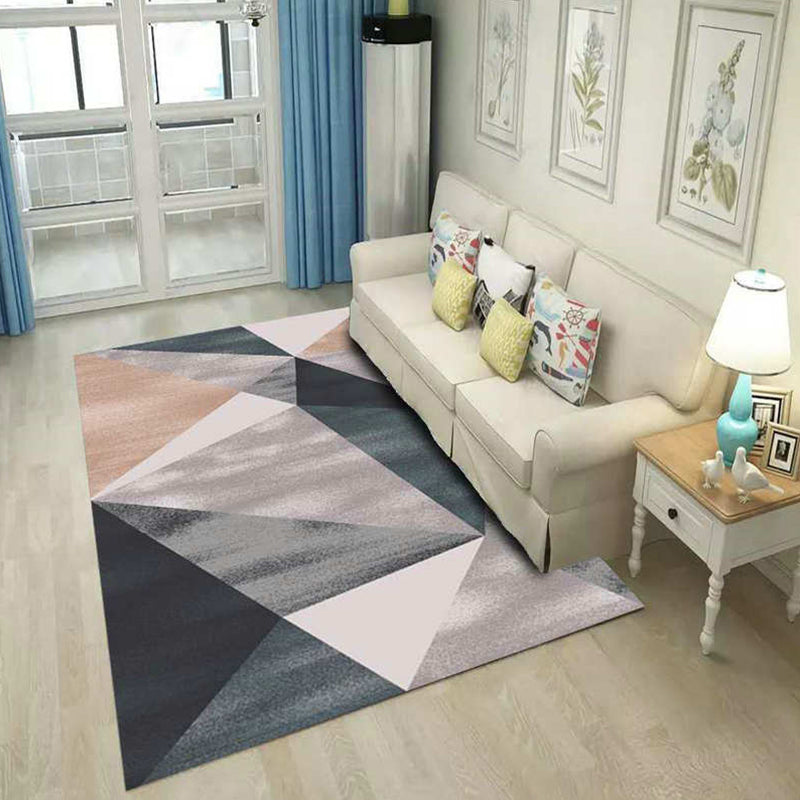 Multi Colored Bedroom Rug Modern Geometric Printing Carpet Polypropylene Washable Stain Resistant Anti-Slip Backing Rug Grey Clearhalo 'Area Rug' 'Modern' 'Rugs' Rug' 2274733