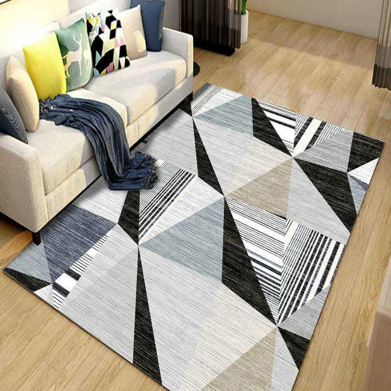 Multi Colored Bedroom Rug Modern Geometric Printing Carpet Polypropylene Washable Stain Resistant Anti-Slip Backing Rug Clearhalo 'Area Rug' 'Modern' 'Rugs' Rug' 2274739