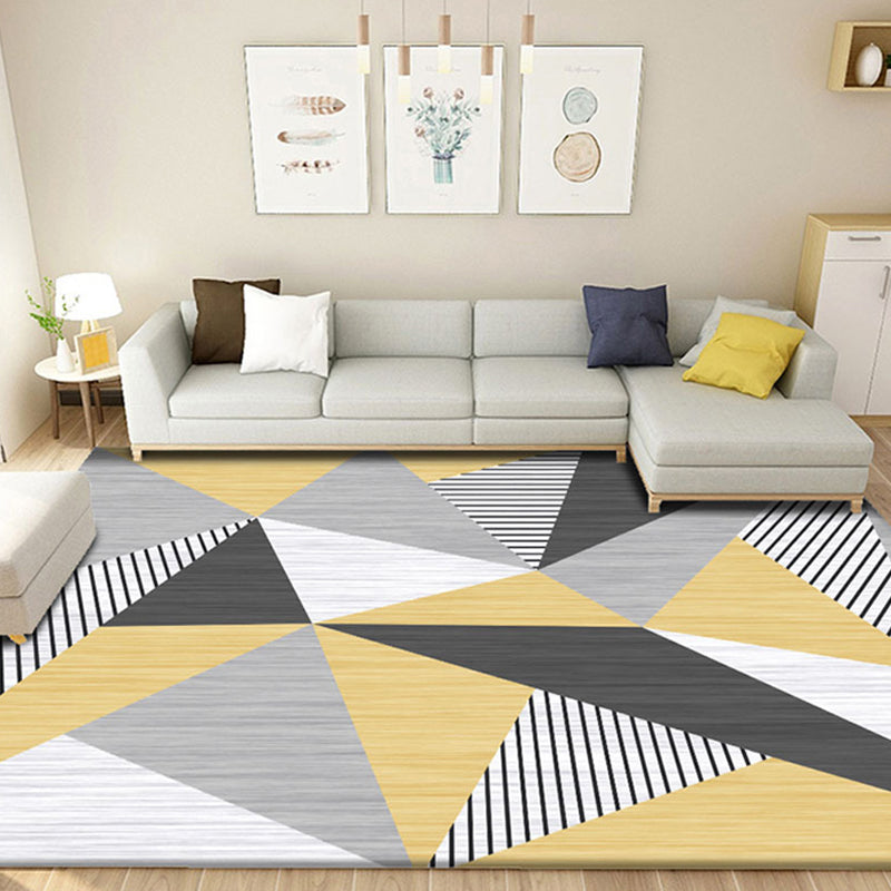 Modern 3D Geometric Print Rug Multi Colored Polyester Rug Stain Resistant Anti-Slip Backing Pet Friendly Carpet for Living Room Yellow Clearhalo 'Area Rug' 'Modern' 'Rugs' Rug' 2274742