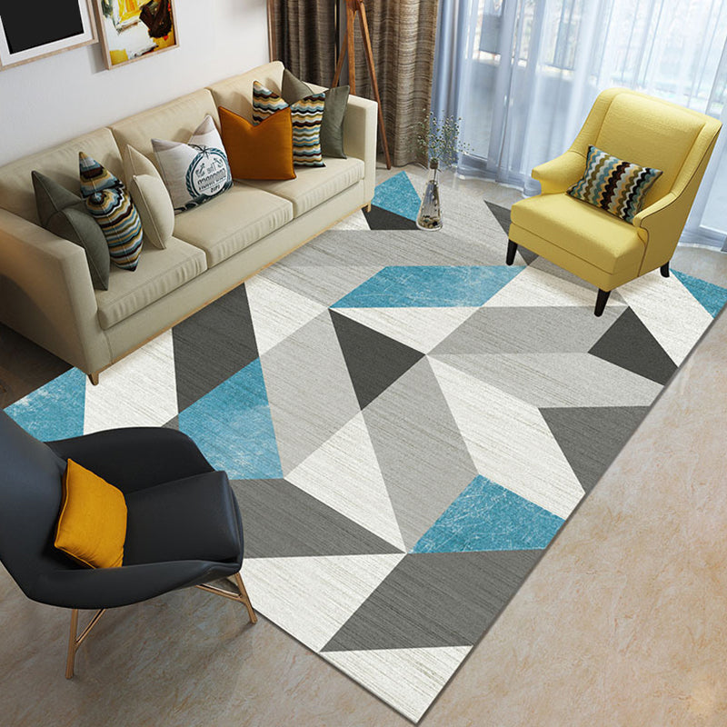 Modern 3D Geometric Print Rug Multi Colored Polyester Rug Stain Resistant Anti-Slip Backing Pet Friendly Carpet for Living Room Gray Blue Clearhalo 'Area Rug' 'Modern' 'Rugs' Rug' 2274750