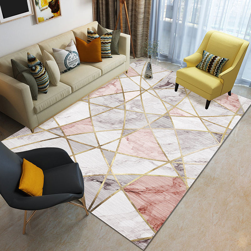 Modern 3D Geometric Print Rug Multi Colored Polyester Rug Stain Resistant Anti-Slip Backing Pet Friendly Carpet for Living Room Light Pink Clearhalo 'Area Rug' 'Modern' 'Rugs' Rug' 2274751