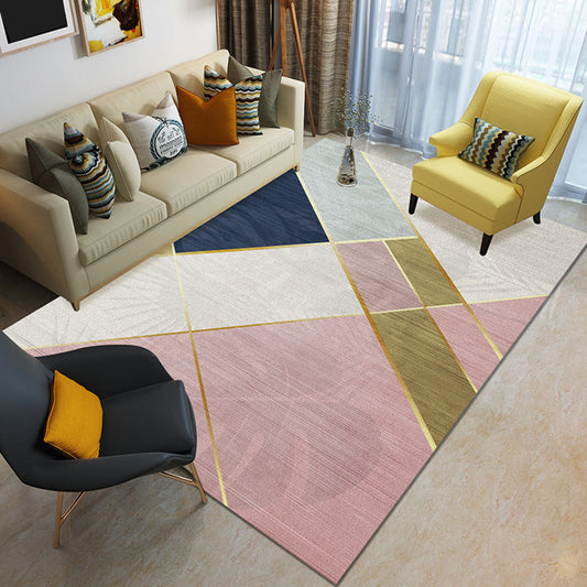 Modern 3D Geometric Print Rug Multi Colored Polyester Rug Stain Resistant Anti-Slip Backing Pet Friendly Carpet for Living Room Pink Clearhalo 'Area Rug' 'Modern' 'Rugs' Rug' 2274754