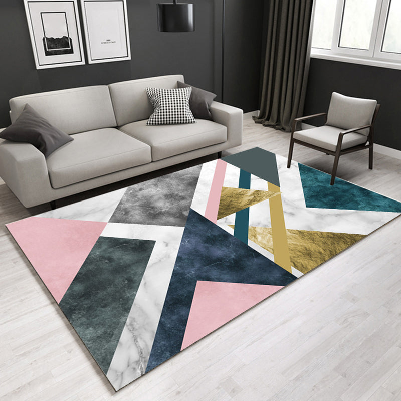 Retro Post-Modern Rug Multi Color Geometric Marble Print Rug Pet Friendly Stain Resistant Anti-Slip Rug for Room Dark Blue Clearhalo 'Area Rug' 'Modern' 'Rugs' Rug' 2274760