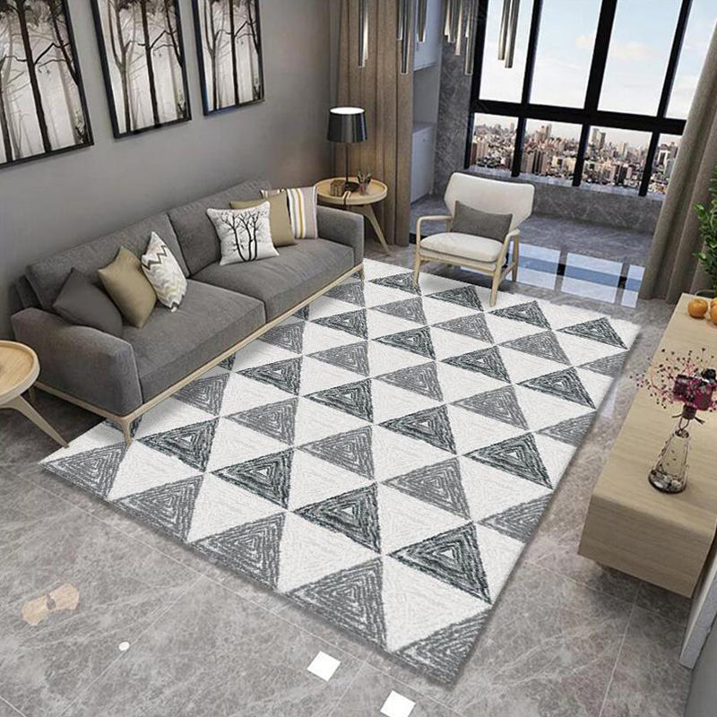 Multicolor Geometrical Print Rug Synthetics Modernist Rug Stain Resistant Non-Slip Backing Pet Friendly Rug for Great Room Gray-White Clearhalo 'Area Rug' 'Modern' 'Rugs' Rug' 2274768