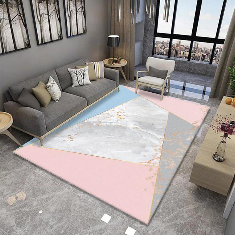 Multicolor Geometrical Print Rug Synthetics Modernist Rug Stain Resistant Non-Slip Backing Pet Friendly Rug for Great Room Pink-Blue Clearhalo 'Area Rug' 'Modern' 'Rugs' Rug' 2274773