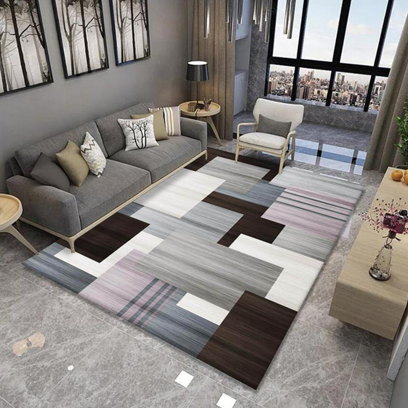 Multicolor Geometrical Print Rug Synthetics Modernist Rug Stain Resistant Non-Slip Backing Pet Friendly Rug for Great Room Black-Gray Clearhalo 'Area Rug' 'Modern' 'Rugs' Rug' 2274776