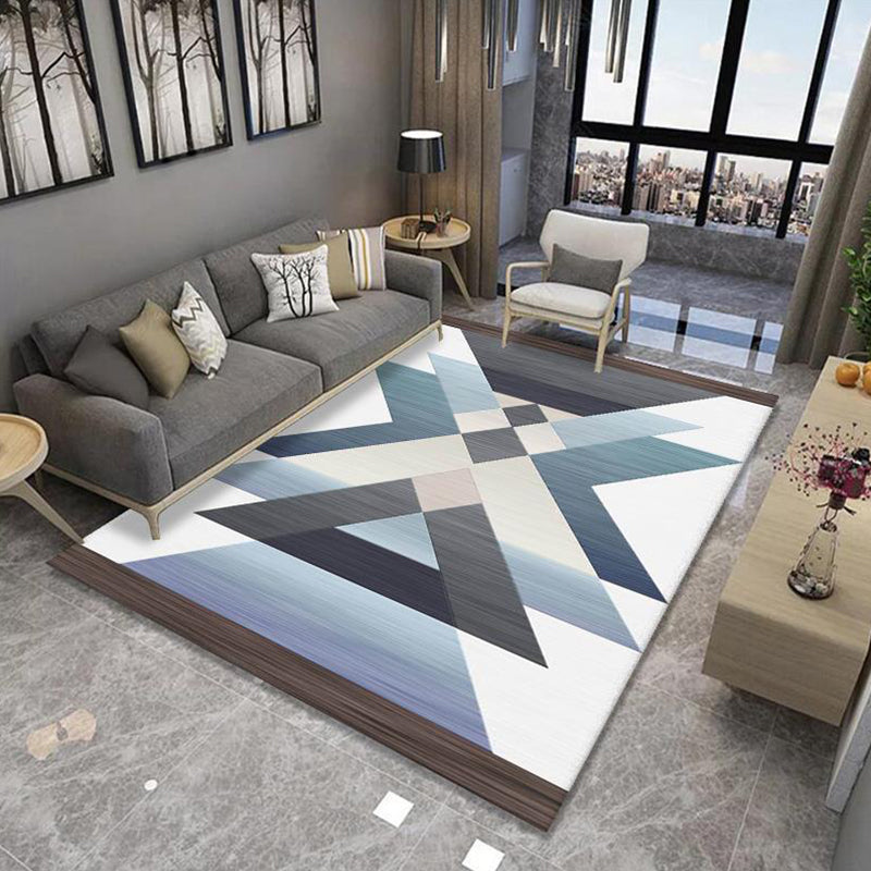 Multicolor Geometrical Print Rug Synthetics Modernist Rug Stain Resistant Non-Slip Backing Pet Friendly Rug for Great Room Gray-Blue Clearhalo 'Area Rug' 'Modern' 'Rugs' Rug' 2274781