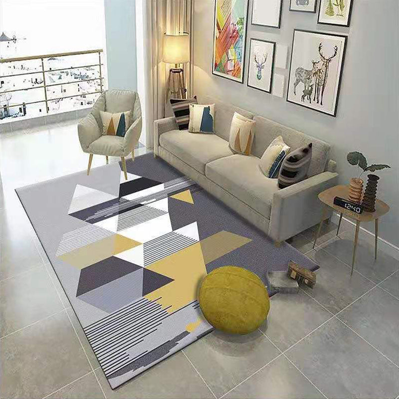 Contemporary Living Room Rug Multi-Color Geometric Carpet Polypropylene Washable Stain Resistant Non-Slip Backing Area Rug Gray-Yellow Clearhalo 'Area Rug' 'Modern' 'Rugs' Rug' 2274783