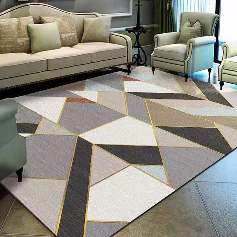 Contemporary Living Room Rug Multi-Color Geometric Carpet Polypropylene Washable Stain Resistant Non-Slip Backing Area Rug Brown Clearhalo 'Area Rug' 'Modern' 'Rugs' Rug' 2274784