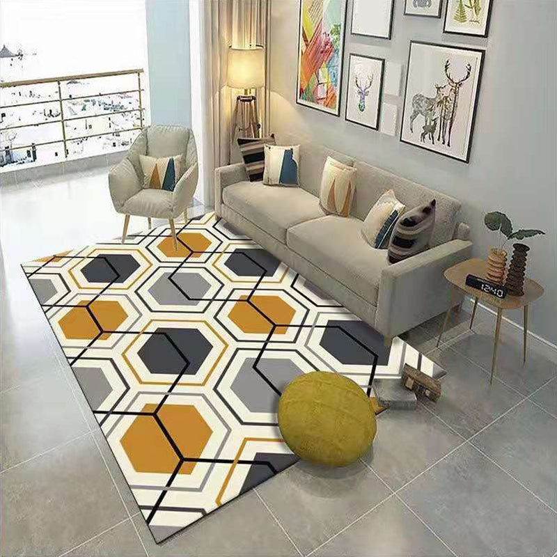 Contemporary Living Room Rug Multi-Color Geometric Carpet Polypropylene Washable Stain Resistant Non-Slip Backing Area Rug Beige Clearhalo 'Area Rug' 'Modern' 'Rugs' Rug' 2274785