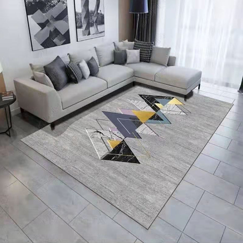 Contemporary Living Room Rug Multi-Color Geometric Carpet Polypropylene Washable Stain Resistant Non-Slip Backing Area Rug Smoke Gray Clearhalo 'Area Rug' 'Modern' 'Rugs' Rug' 2274786