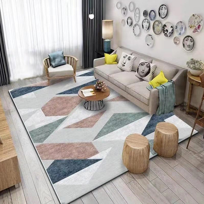 Contemporary Living Room Rug Multi-Color Geometric Carpet Polypropylene Washable Stain Resistant Non-Slip Backing Area Rug Silver Gray Clearhalo 'Area Rug' 'Modern' 'Rugs' Rug' 2274788