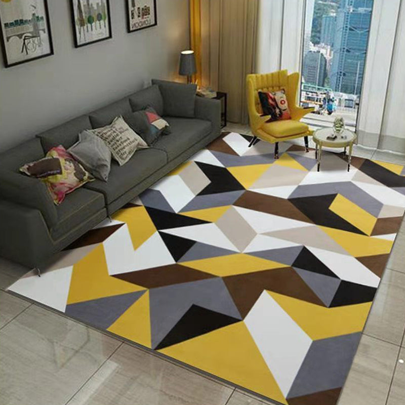 Contemporary Living Room Rug Multi-Color Geometric Carpet Polypropylene Washable Stain Resistant Non-Slip Backing Area Rug Yellow Clearhalo 'Area Rug' 'Modern' 'Rugs' Rug' 2274789