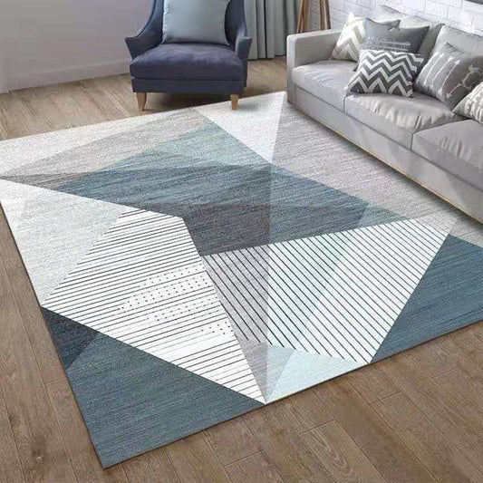 Contemporary Living Room Rug Multi-Color Geometric Carpet Polypropylene Washable Stain Resistant Non-Slip Backing Area Rug Lake Green Clearhalo 'Area Rug' 'Modern' 'Rugs' Rug' 2274794