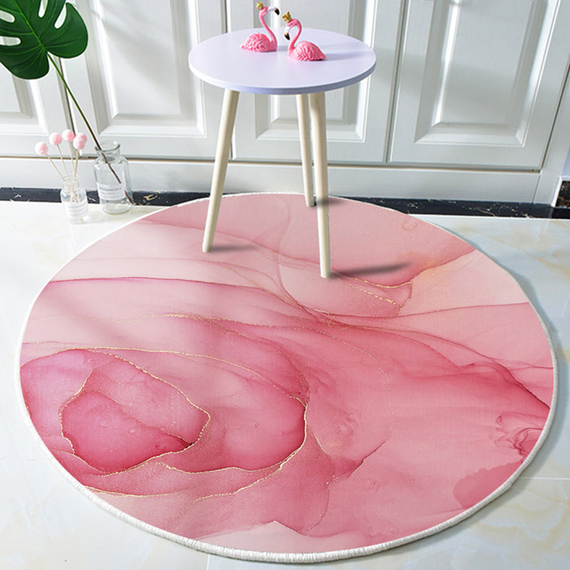 Modern Marble Print Watercolor Rug Multi Colored Polyester Rug Non-Slip Backing Washable Stain Resistant Carpet for Home Dark Pink Clearhalo 'Area Rug' 'Modern' 'Rugs' Rug' 2274798