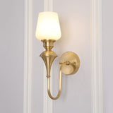 Cone White Glass Wall Sconce Light Traditional 1/2 Lights Bedroom Wall Mounted Light in Gold/Black Clearhalo 'Wall Lamps & Sconces' 'Wall Lights' Lighting' 227486