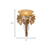 Elephant Living Room Sconce Light Antique Resin 1 Light Gold Wall Mount Light, 13"/16" Wide Clearhalo 'Wall Lamps & Sconces' 'Wall Lights' Lighting' 227518