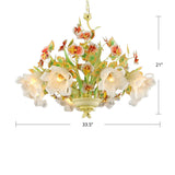 Korean Garden Flower Ceiling Chandelier White Glass Suspension Pendant Light in Green Clearhalo 'Ceiling Lights' 'Chandeliers' Lighting' options 2275221