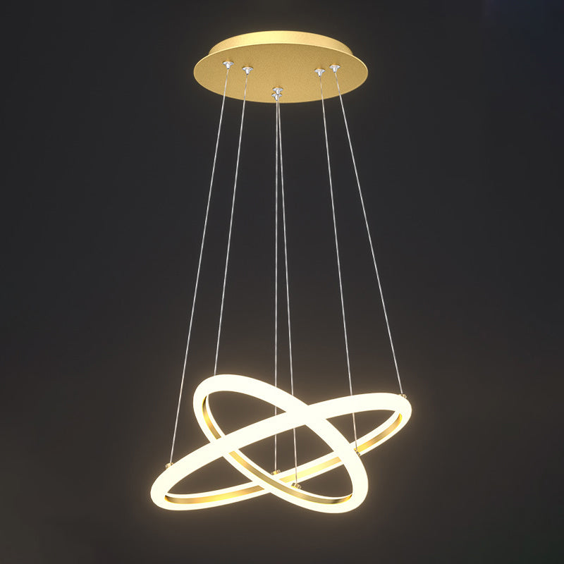 Gold Halo Ring Shaped Chandelier Artistic LED Acrylic Hanging Light Fixture over Table Clearhalo 'Ceiling Lights' 'Chandeliers' 'Modern Chandeliers' 'Modern' Lighting' 2275293