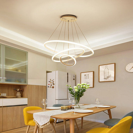 Circular LED Ceiling Suspension Lamp Minimalism Acrylic Chandelier for Dining Room White Clearhalo 'Ceiling Lights' 'Chandeliers' 'Modern Chandeliers' 'Modern' Lighting' 2275302