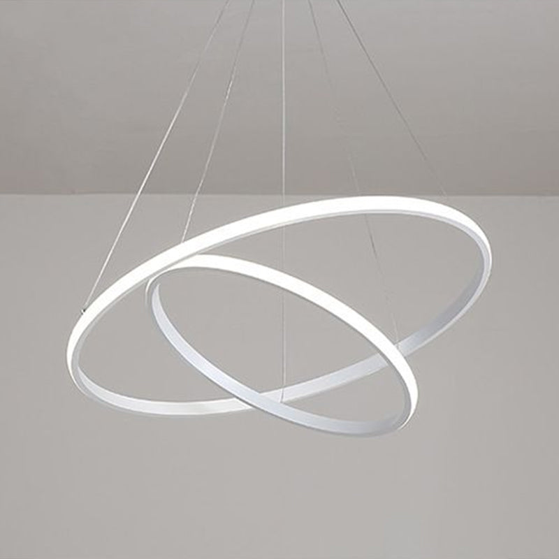 Minimalistic LED Hanging Ceiling Light White Loop Shaped Chandelier with Acrylic Shade Clearhalo 'Ceiling Lights' 'Chandeliers' 'Modern Chandeliers' 'Modern' Lighting' 2275306