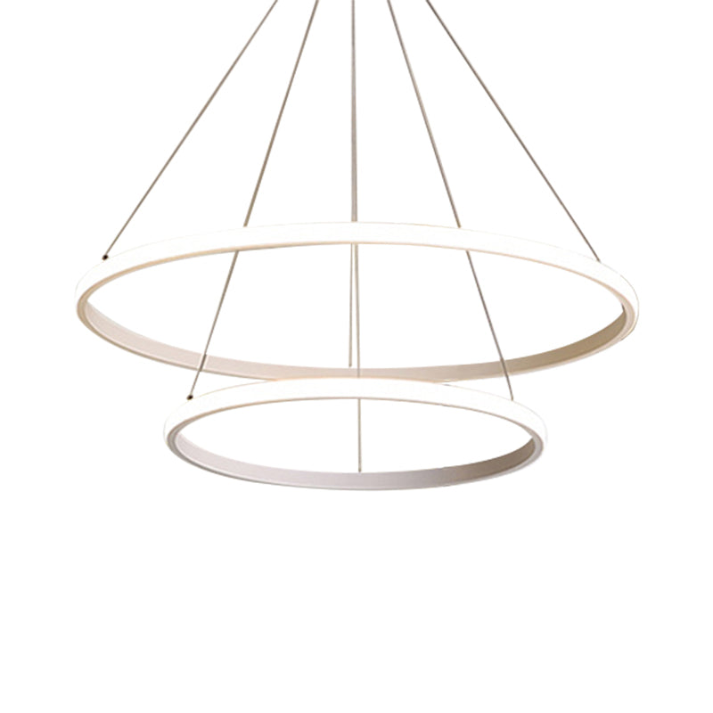 Minimalistic LED Hanging Ceiling Light White Loop Shaped Chandelier with Acrylic Shade Clearhalo 'Ceiling Lights' 'Chandeliers' 'Modern Chandeliers' 'Modern' Lighting' 2275307
