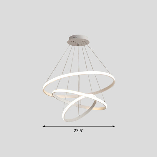 Acrylic Loop LED Pendant Light Simplicity Chandelier Lighting Fixture for Living Room White 23.5" Clearhalo 'Ceiling Lights' 'Chandeliers' 'Modern Chandeliers' 'Modern' Lighting' 2275316