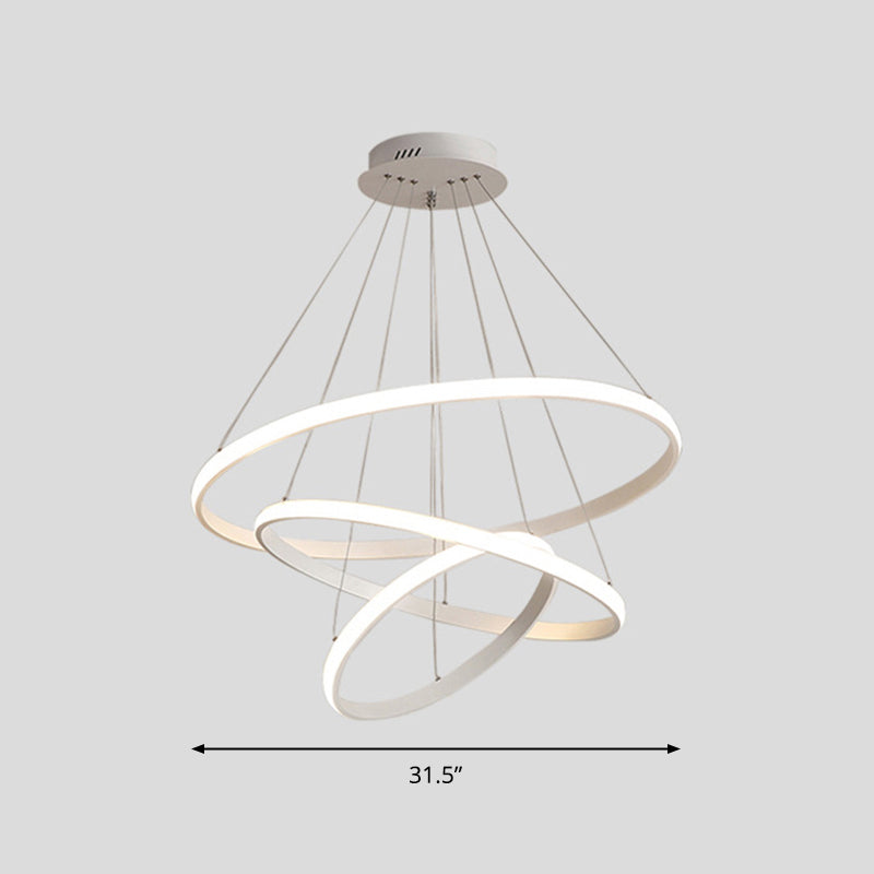 Acrylic Loop LED Pendant Light Simplicity Chandelier Lighting Fixture for Living Room White 31.5" Clearhalo 'Ceiling Lights' 'Chandeliers' 'Modern Chandeliers' 'Modern' Lighting' 2275317