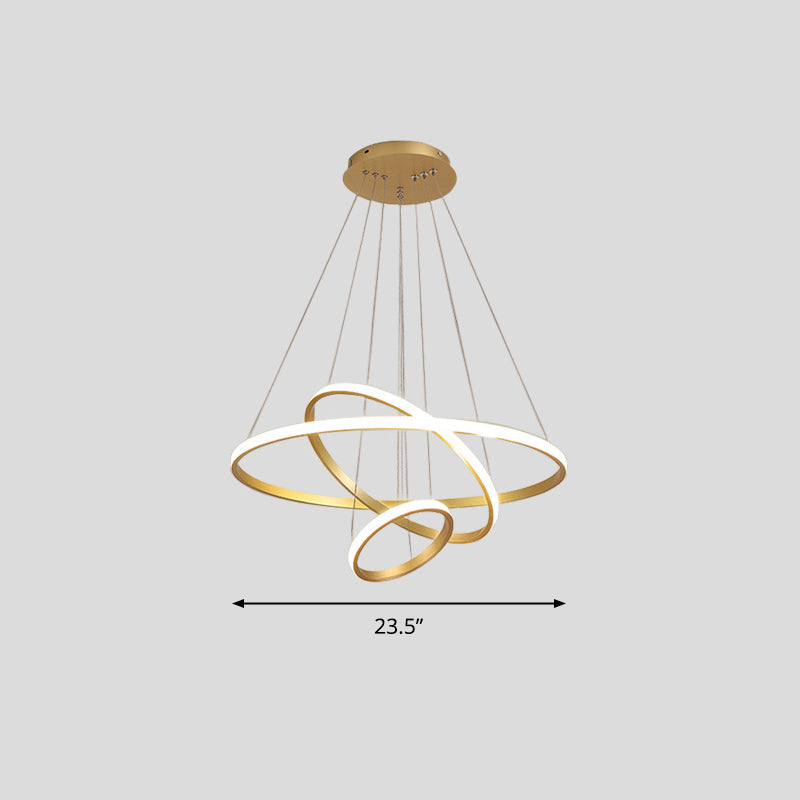 Acrylic Loop LED Pendant Light Simplicity Chandelier Lighting Fixture for Living Room Gold 23.5" Clearhalo 'Ceiling Lights' 'Chandeliers' 'Modern Chandeliers' 'Modern' Lighting' 2275318