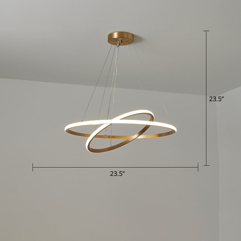 Modern Circular LED Chandelier Metal Sitting Room Suspension Lighting in Gold 2 Gold Large Clearhalo 'Ceiling Lights' 'Chandeliers' 'Modern Chandeliers' 'Modern' Lighting' 2275330