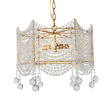 Retro Style Scalloped Suspension Light 3 Bulbs Crystal Bead Chandelier Light in Silver Clearhalo 'Ceiling Lights' 'Chandeliers' Lighting' options 2275371