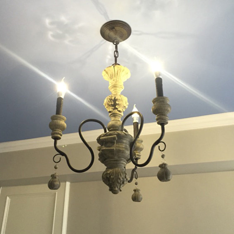 Candelabra Living Room Ceiling Lighting Traditional Resin 3 Heads Grey Chandelier Light Fixture Clearhalo 'Ceiling Lights' 'Chandeliers' Lighting' options 2275385