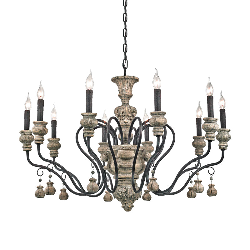 Candelabra Living Room Ceiling Lighting Traditional Resin 3 Heads Grey  Chandelier Light Fixture - Clearhalo