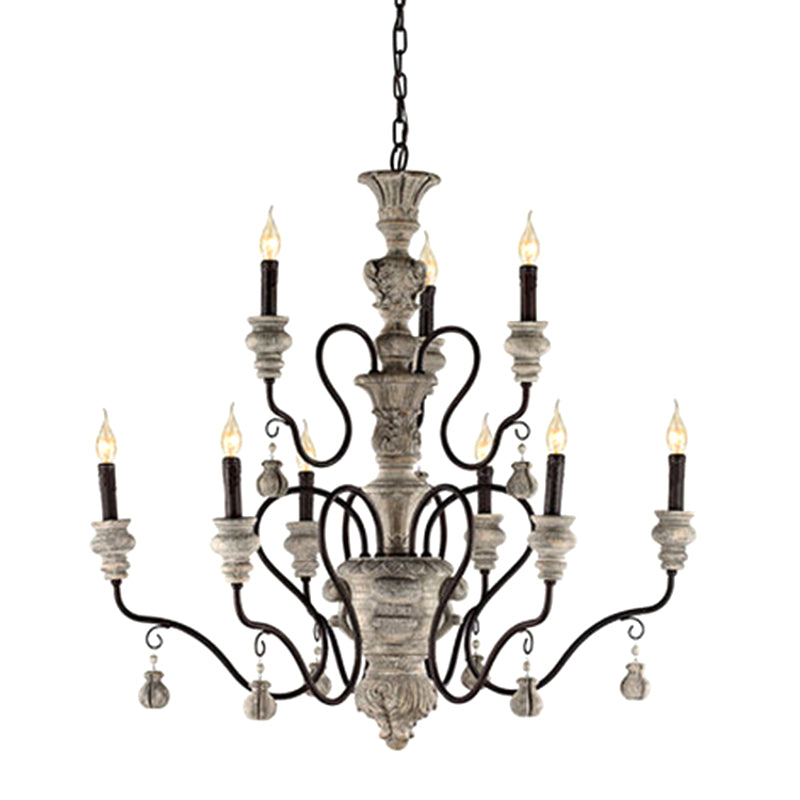 Candelabra Living Room Ceiling Lighting Traditional Resin 3 Heads Grey Chandelier Light Fixture Clearhalo 'Ceiling Lights' 'Chandeliers' Lighting' options 2275387