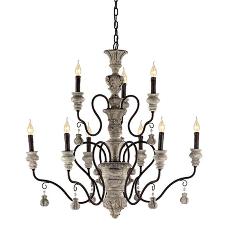 Candelabra Living Room Ceiling Lighting Traditional Resin 3 Heads Grey Chandelier Light Fixture Clearhalo 'Ceiling Lights' 'Chandeliers' Lighting' options 2275388